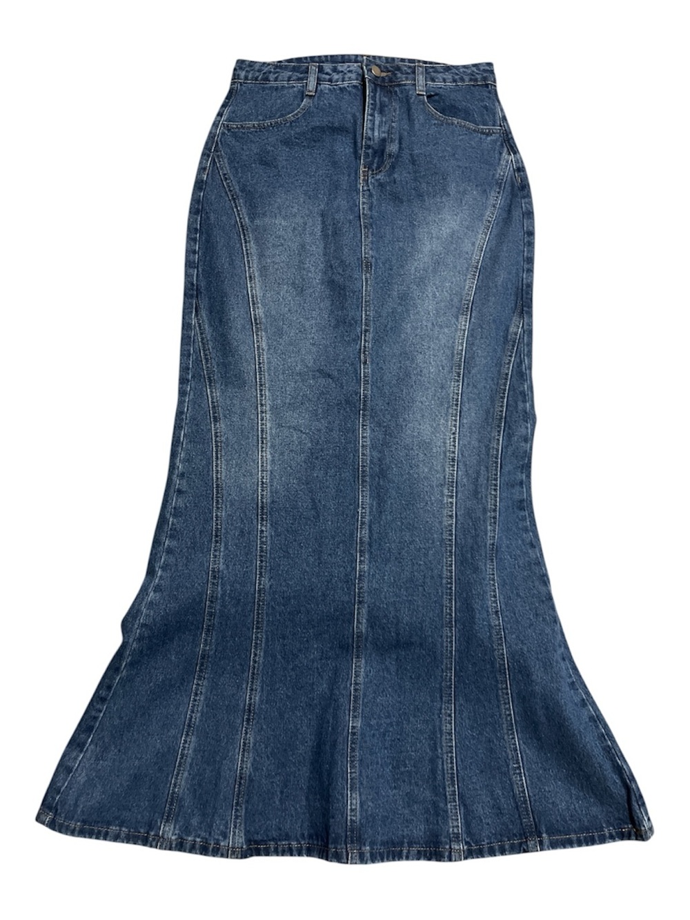 Fashion Nova Blue Flared Denim Skirt
